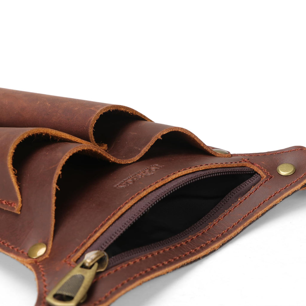 Brown Leather Gardening Tool Belt with 4 Pockets N758