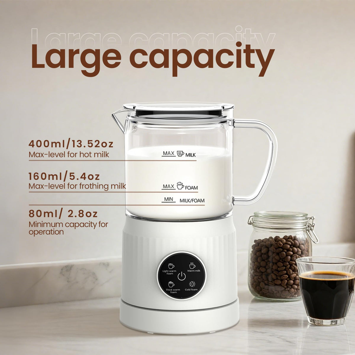 4-in-1 Electric Milk Frother and Steamer 13.52oz X737