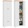 White 72" Kitchen Pantry Cabinet with Doors and Adjustable Shelves D7493