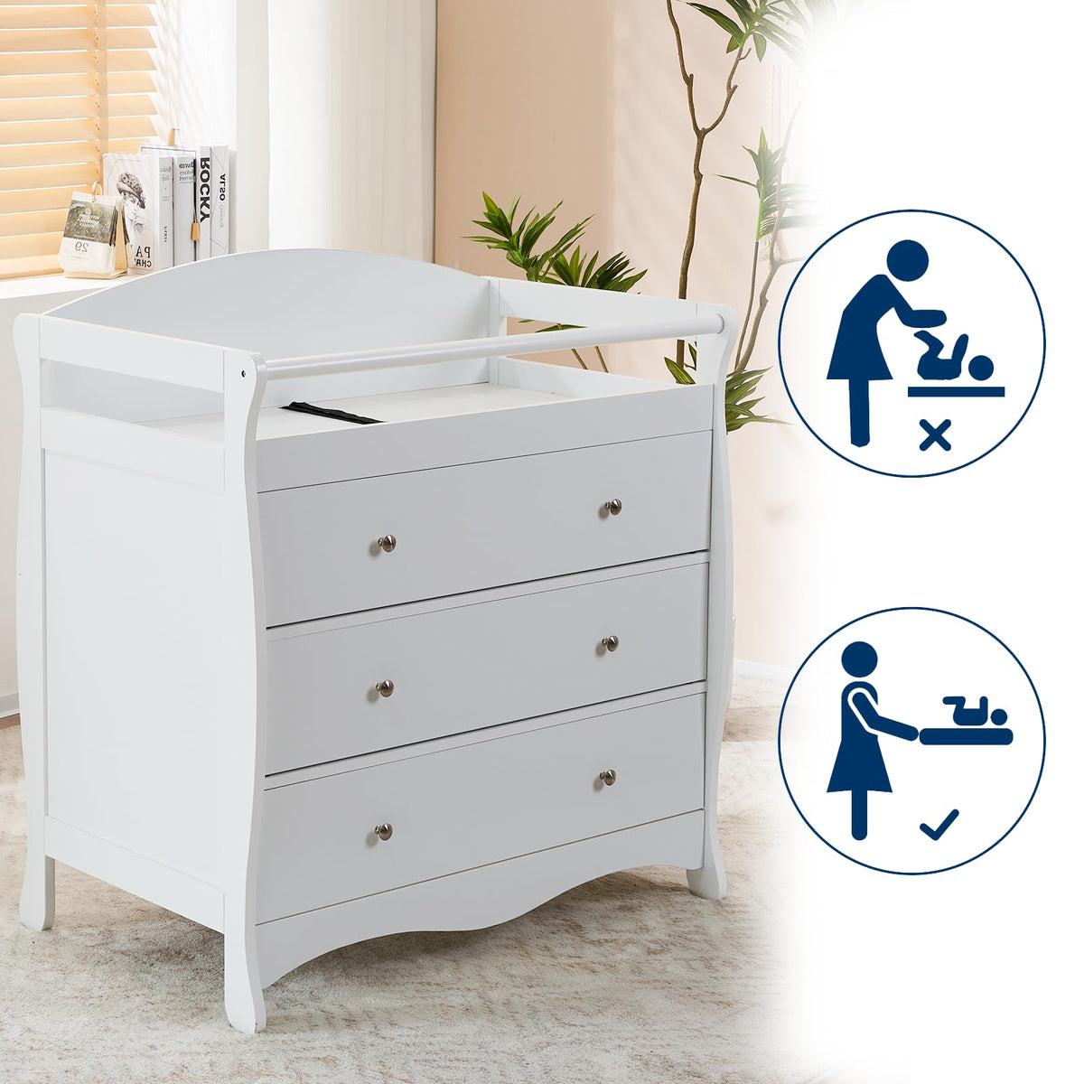 White Changing Table Dresser Z3485
