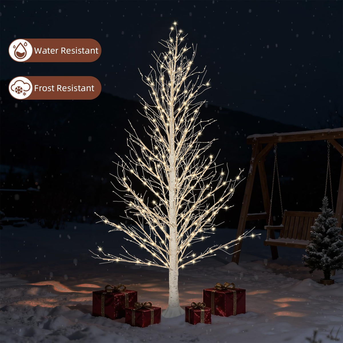 6FT LED Lighted Birch Tree with Timer IP44 Waterproof E3993