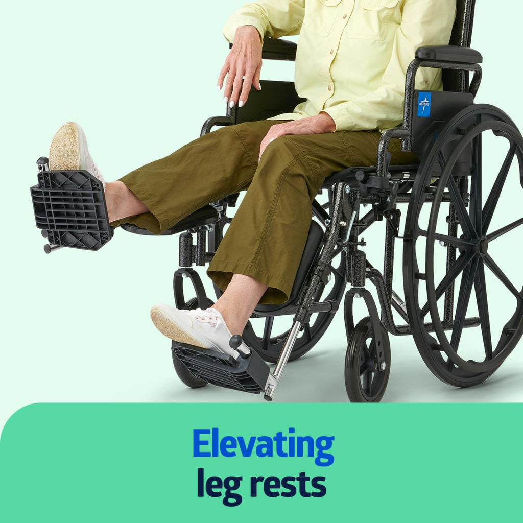 Folding Wheelchair with Swing-Back Desk-Length Arms and Elevating Footrests M374
