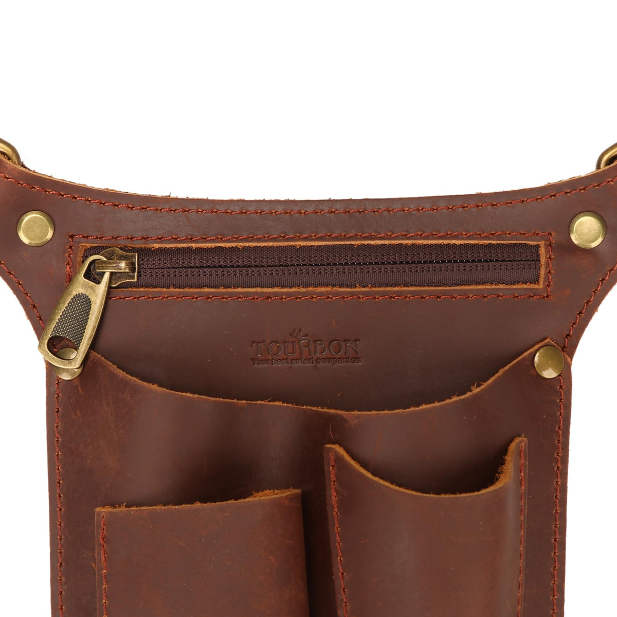 Brown Leather Gardening Tool Belt with 4 Pockets N758
