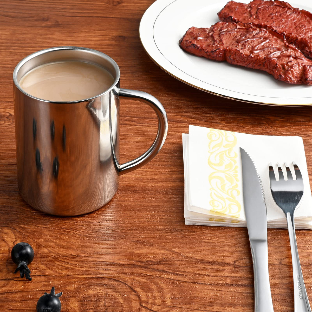 400ml Insulated Stainless Steel Coffee Mug Set of 2 U466347