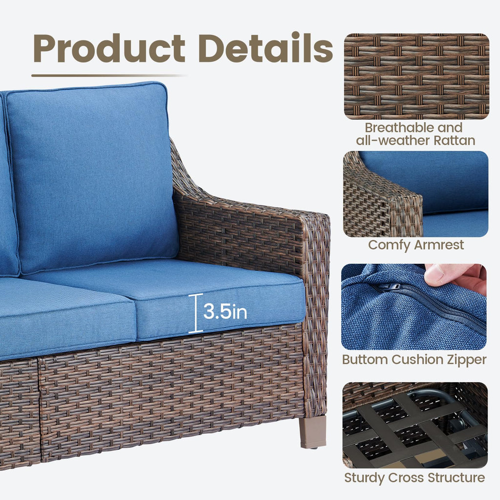 Brown PE Wicker Outdoor Sofa S137