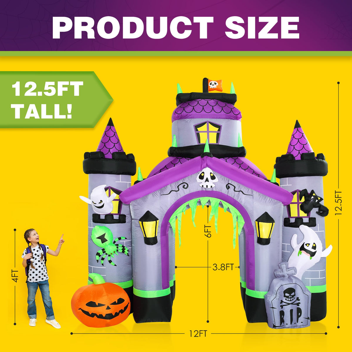 Giant 12.5 FT Halloween Inflatables Archway Outdoor Decorations Q1607
