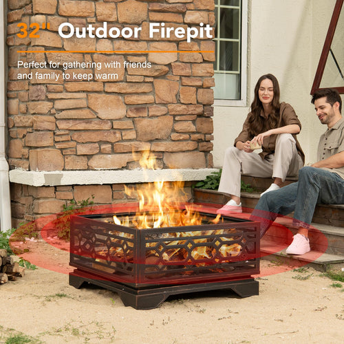 32 Inch Wood Burning Outdoor Fire Pit Y11683