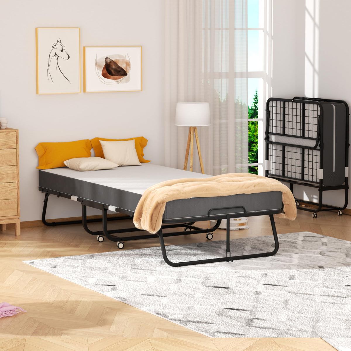 Folding Bed with Mattress Twin 75" x 38" W6537