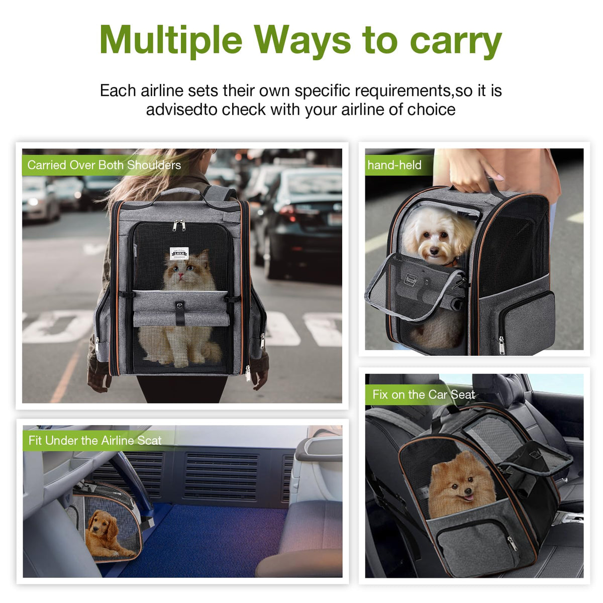 Expandable Cat Carrier Backpack with Sun Shade Q51306