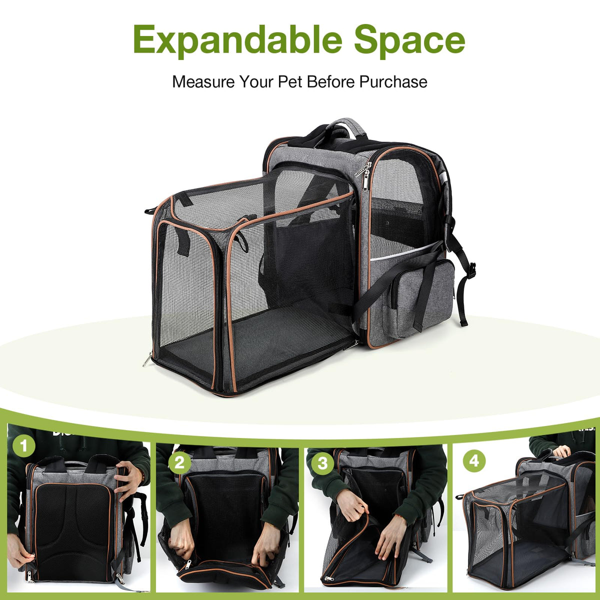 Expandable Cat Carrier Backpack with Sun Shade Q51306