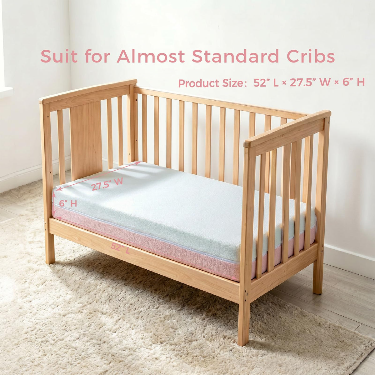 Dual Sided Gel Memory Foam Crib and Toddler Mattress J544069