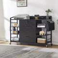 45" Black 2 Drawer File Cabinet with Lock and Power Outlet D8996