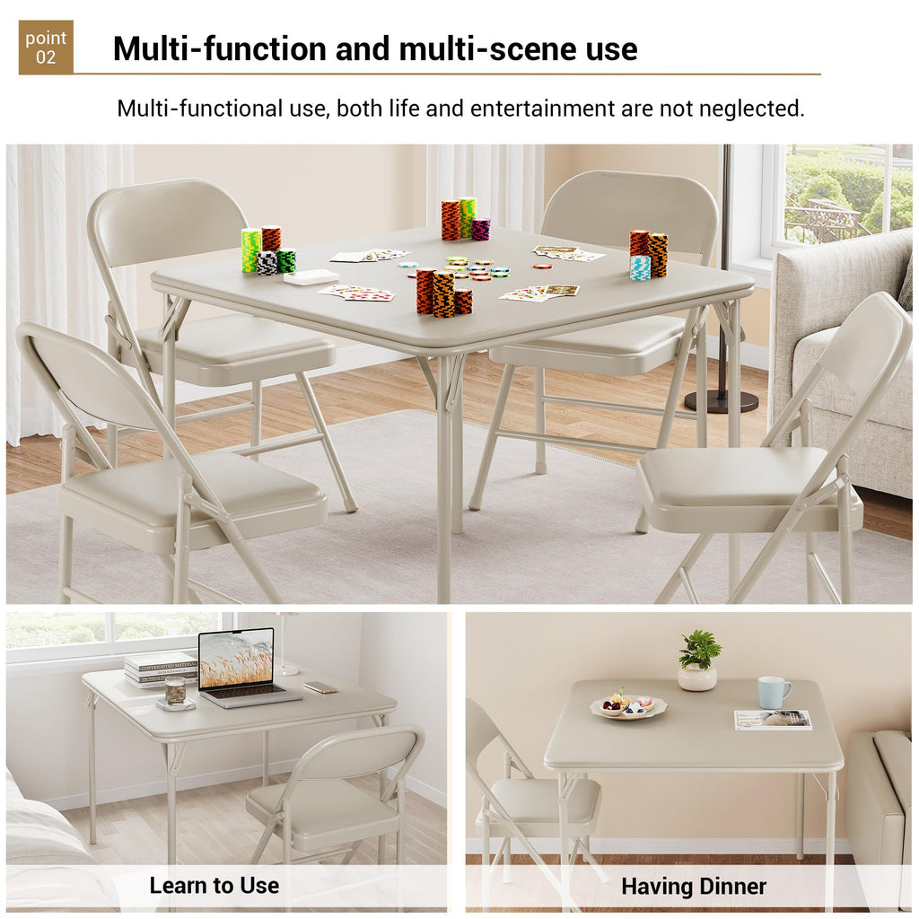 Beige Folding Card Table Y63152