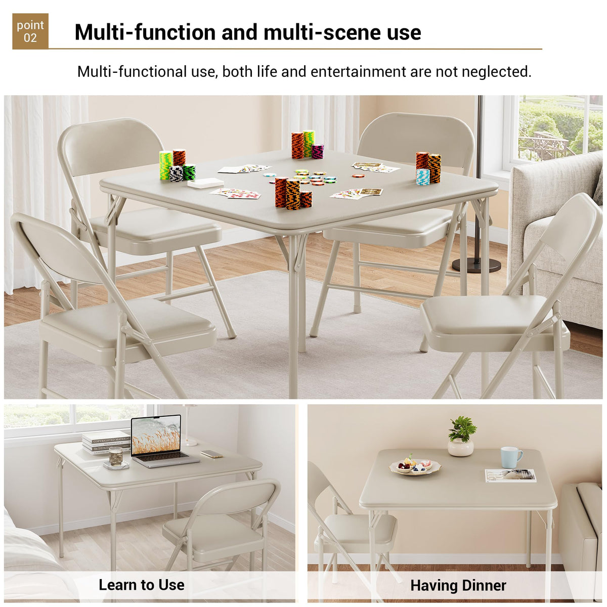 Beige Folding Card Table Y63152