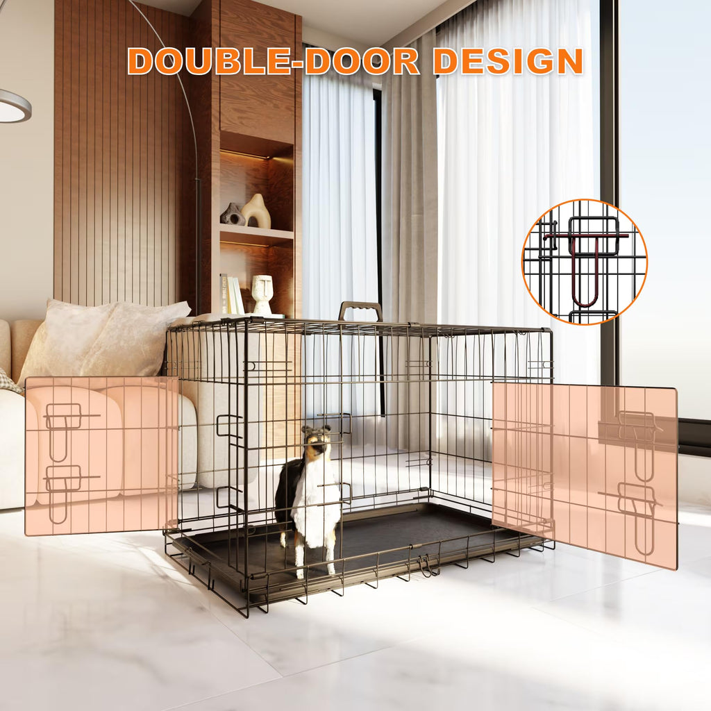 Foldable Metal Wire Dog Crate with Divider 48 Inch X666
