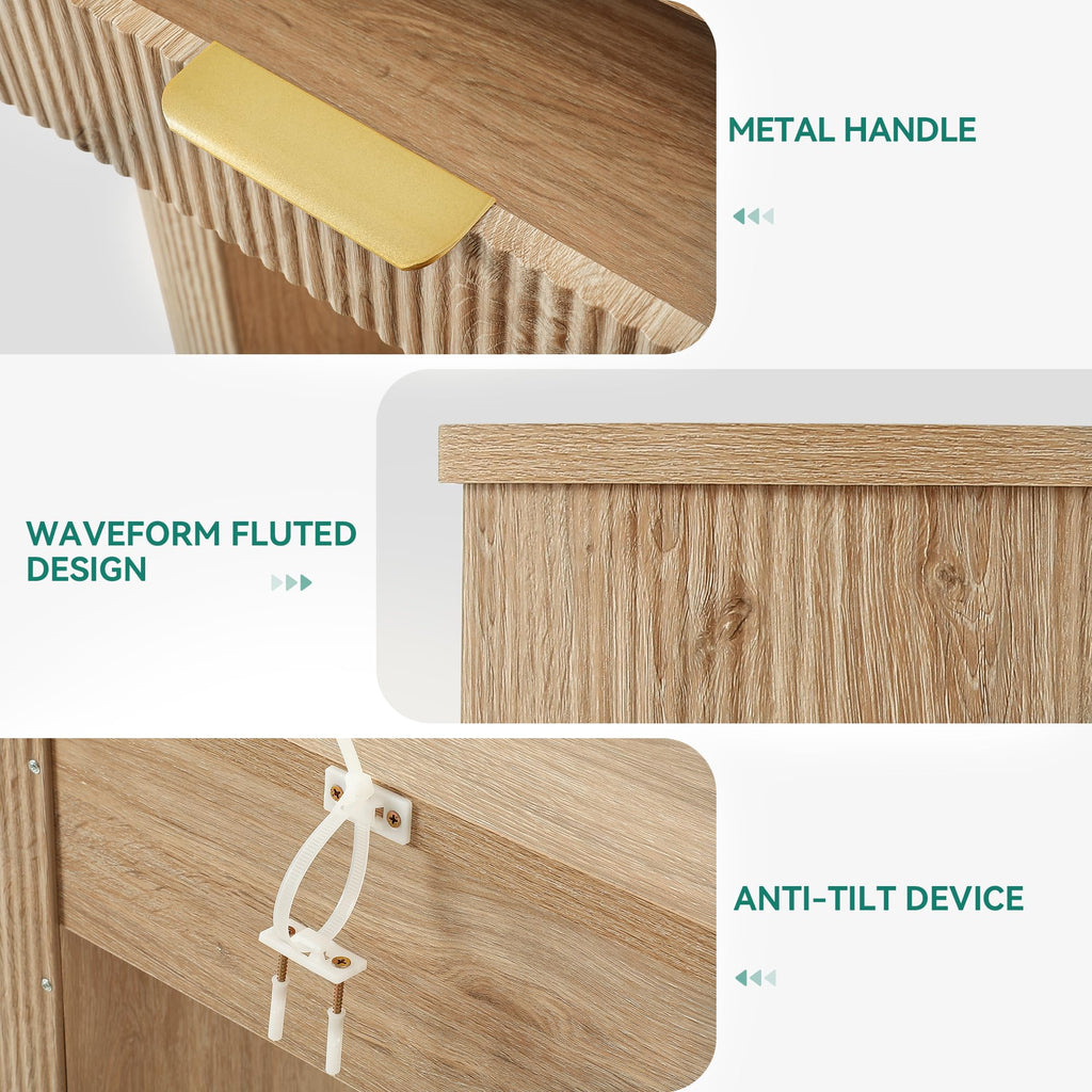 47.2" Oak Console Table with 2 Drawers & Shelf J2159
