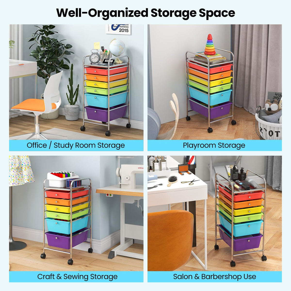 6 Drawer Rolling Storage Cart A261234