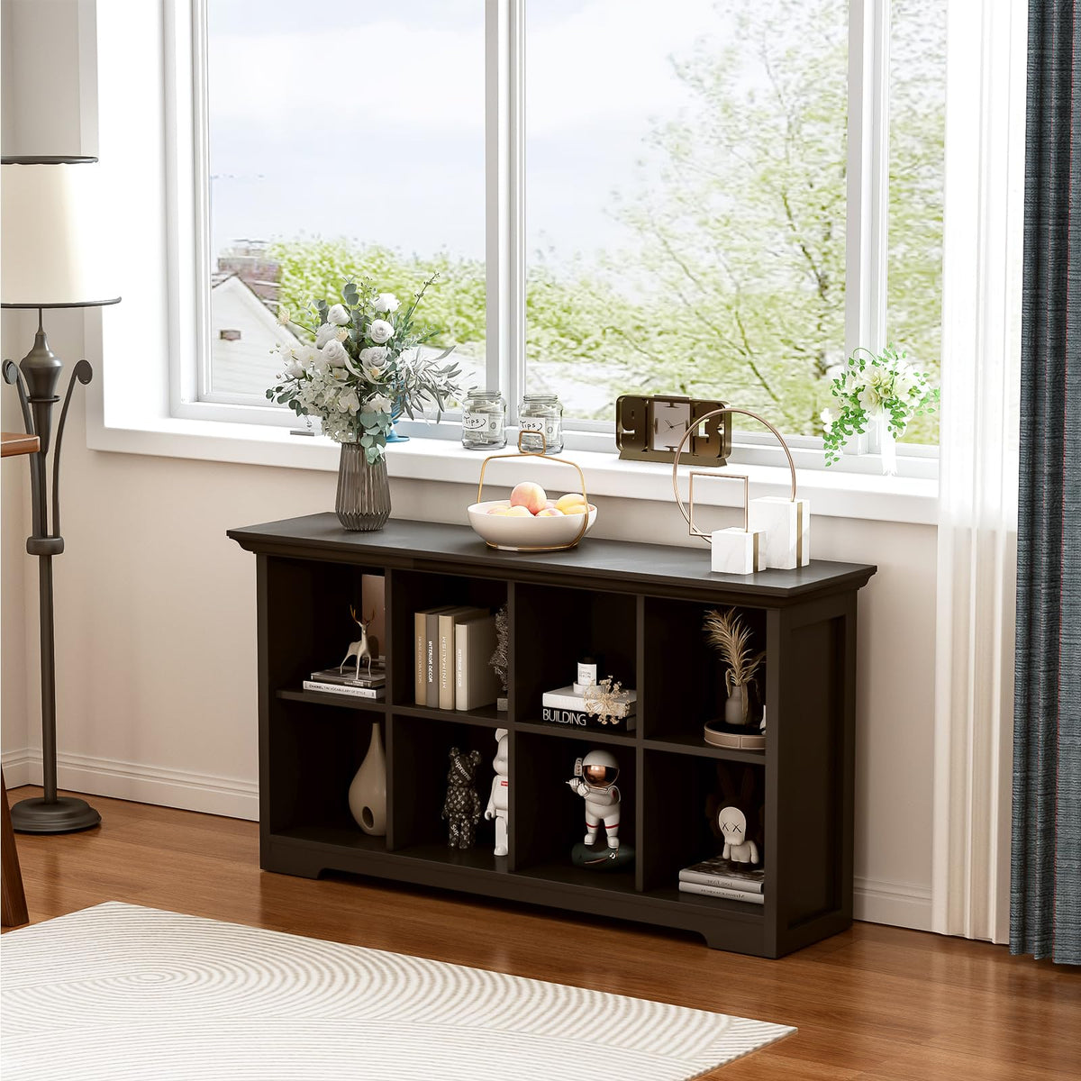Black 8-Cube Open Bookcase with 2-Tier Low Cabinet E170169
