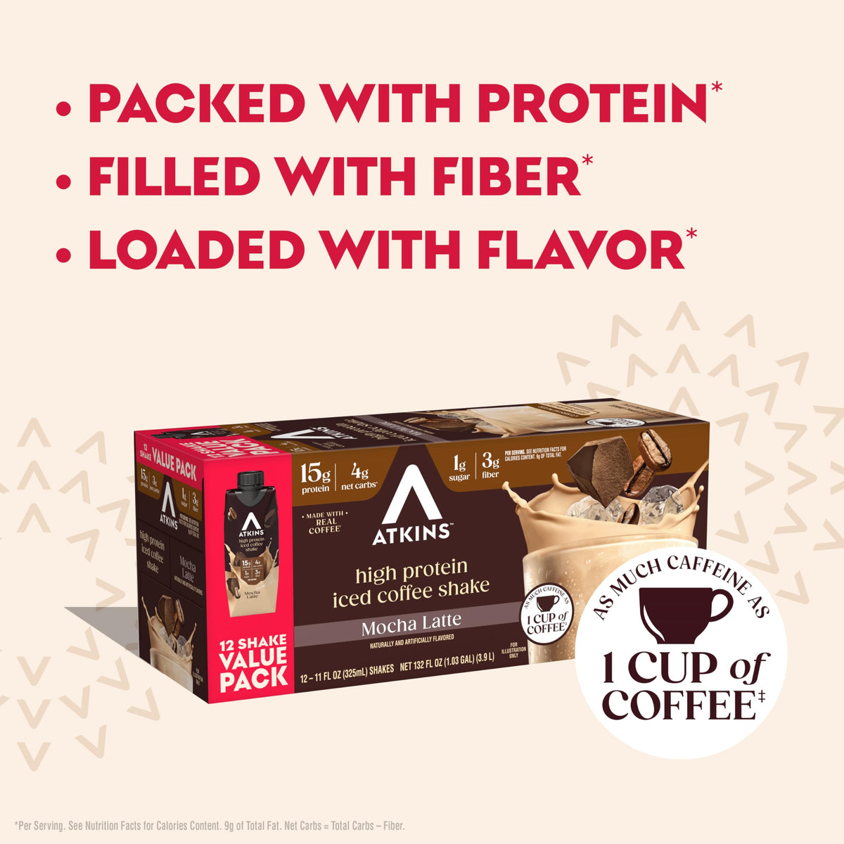 High Protein Mocha Latte Iced Coffee Shake, 12 Count M494649