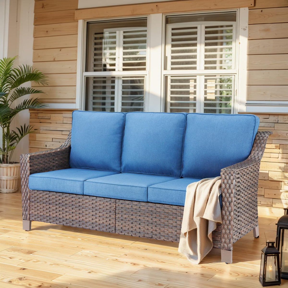 Brown PE Wicker Outdoor Sofa S137
