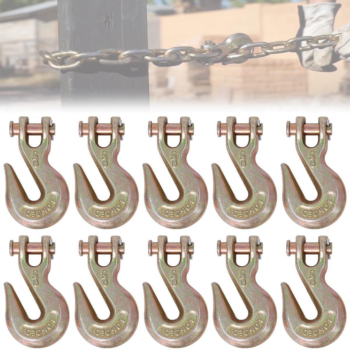 3/8" Grade 70 Clevis Grab Hooks, 10 Pack U508