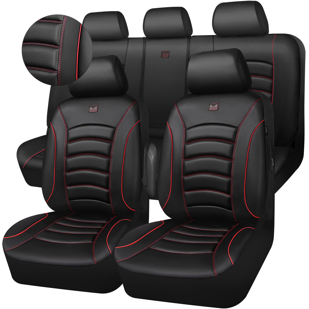 3D Foam PU Leather Car Seat Covers Full Set W697