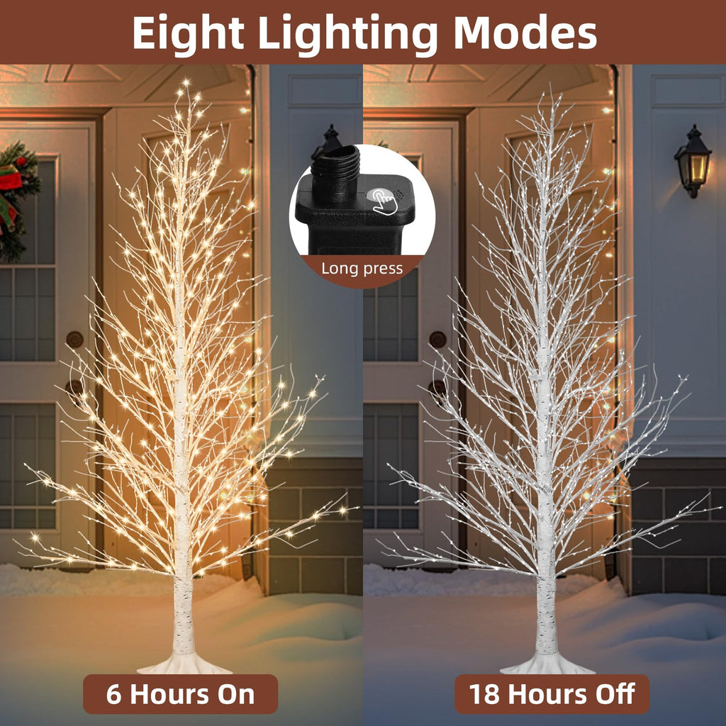 6FT LED Lighted Birch Tree with Timer IP44 Waterproof E3993