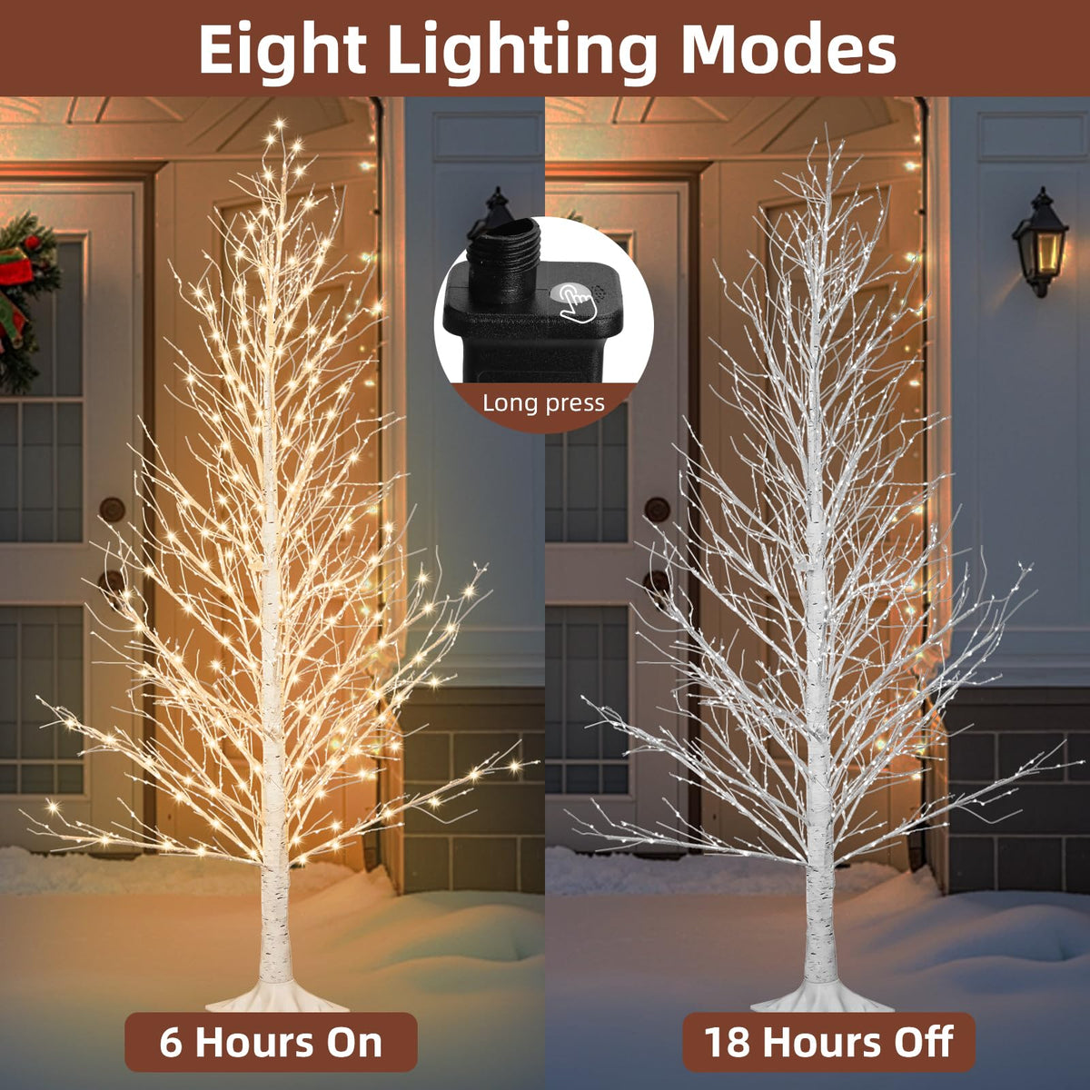 6FT LED Lighted Birch Tree with Timer IP44 Waterproof E3993