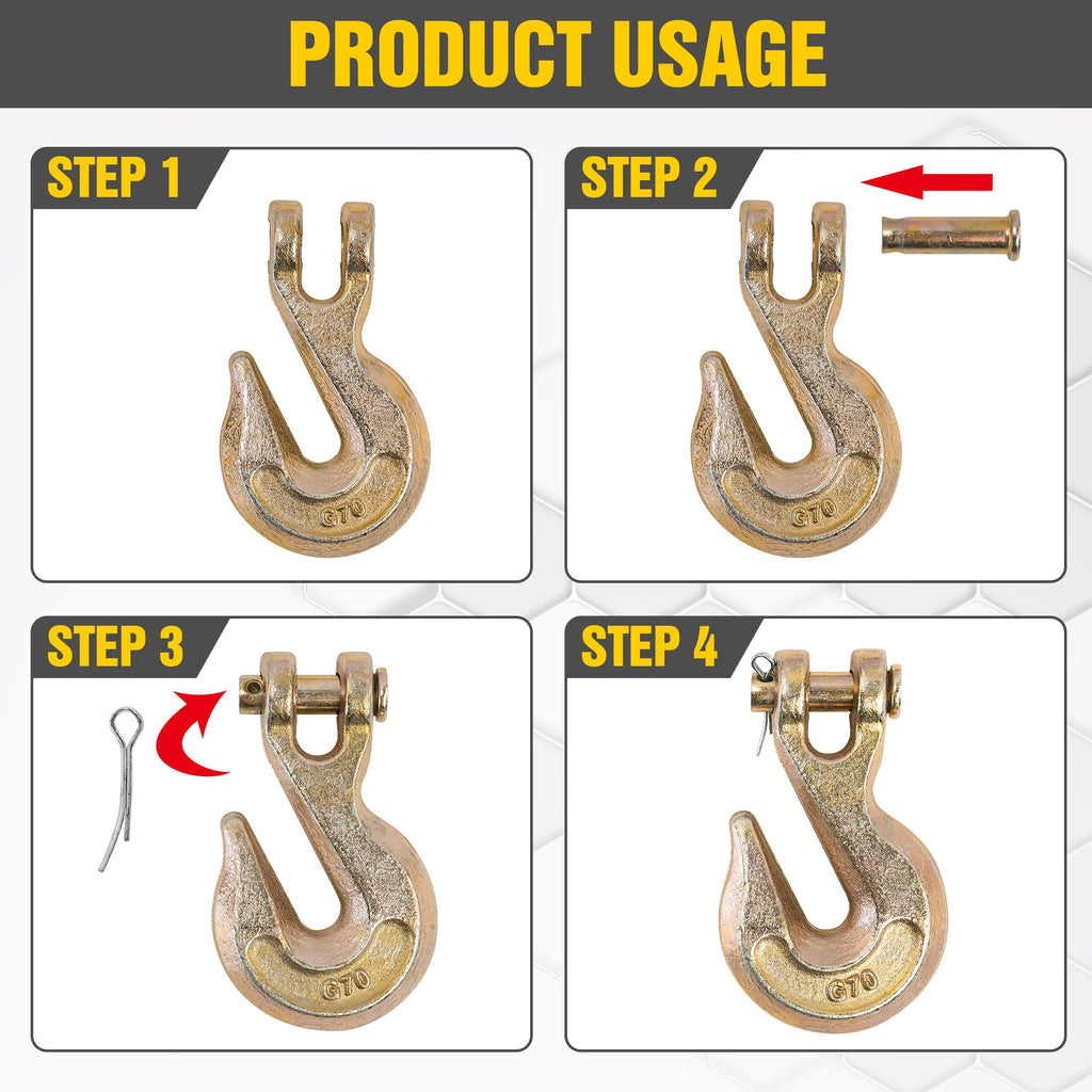 3/8" Clevis Grab Hooks 4 Pack Heavy Duty Chain Hook J6592