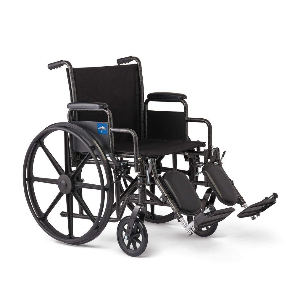 Folding Wheelchair with Swing-Back Desk-Length Arms and Elevating Footrests M374