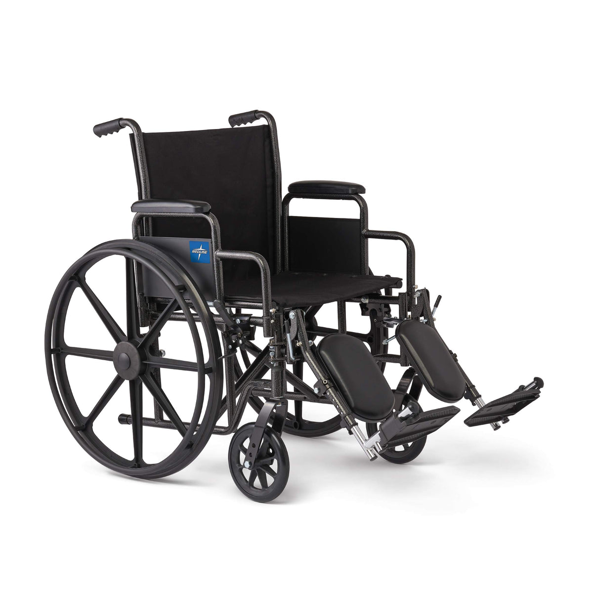 Folding Wheelchair with Swing-Back Desk-Length Arms and Elevating Footrests M374