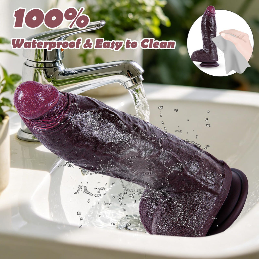 9.7" Dual Density Black Dildo with Suction Cup R31732