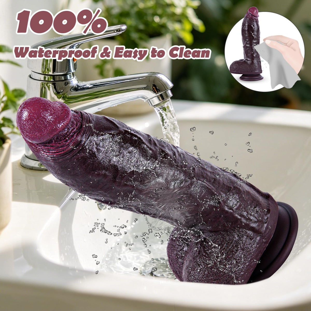 9.7" Dual Density Black Dildo with Suction Cup R31732