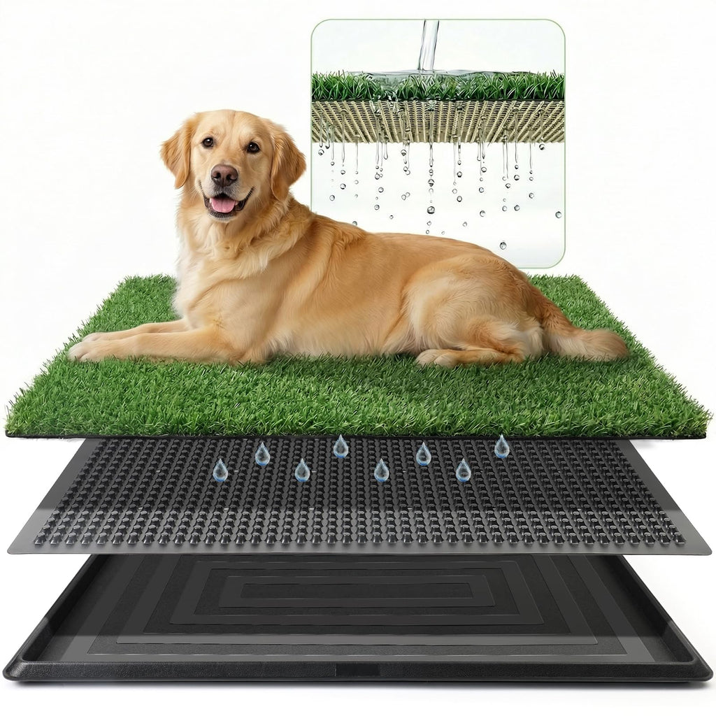 Grass Pad for Dogs Potty, 3-Layer Reusable, Washable, 30 x 20 in A854683