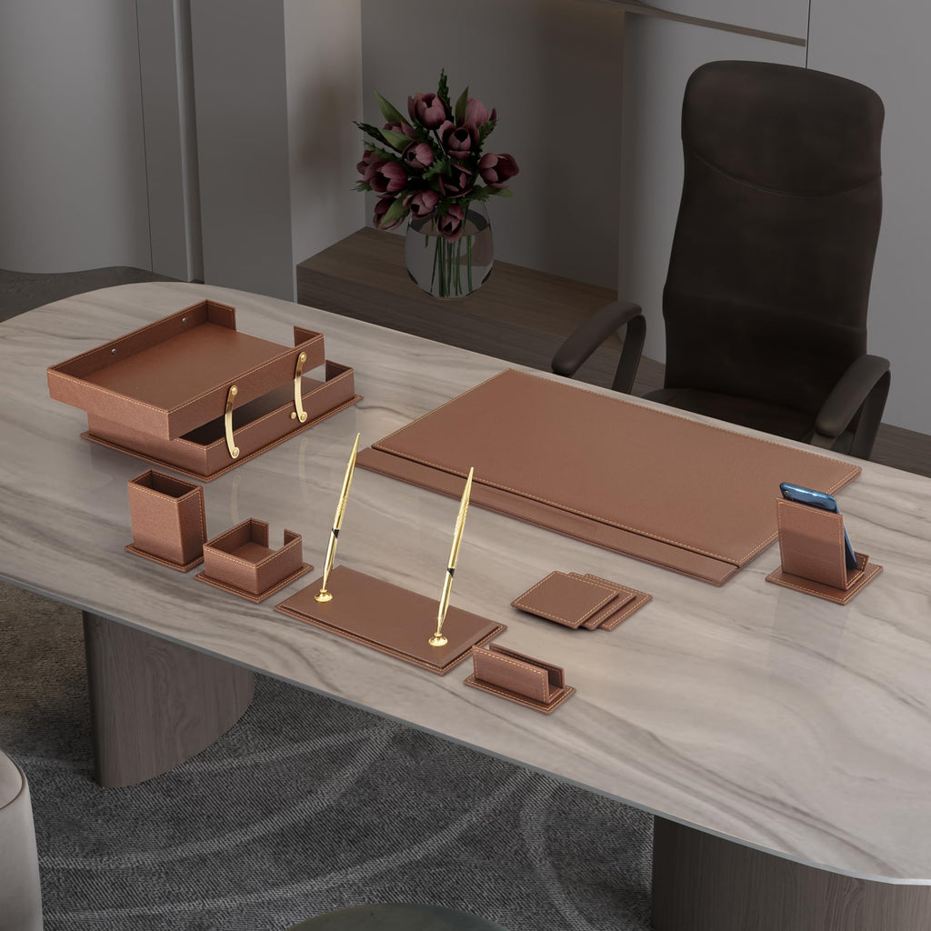 12-Piece Leather Desk Organizer Set V673861