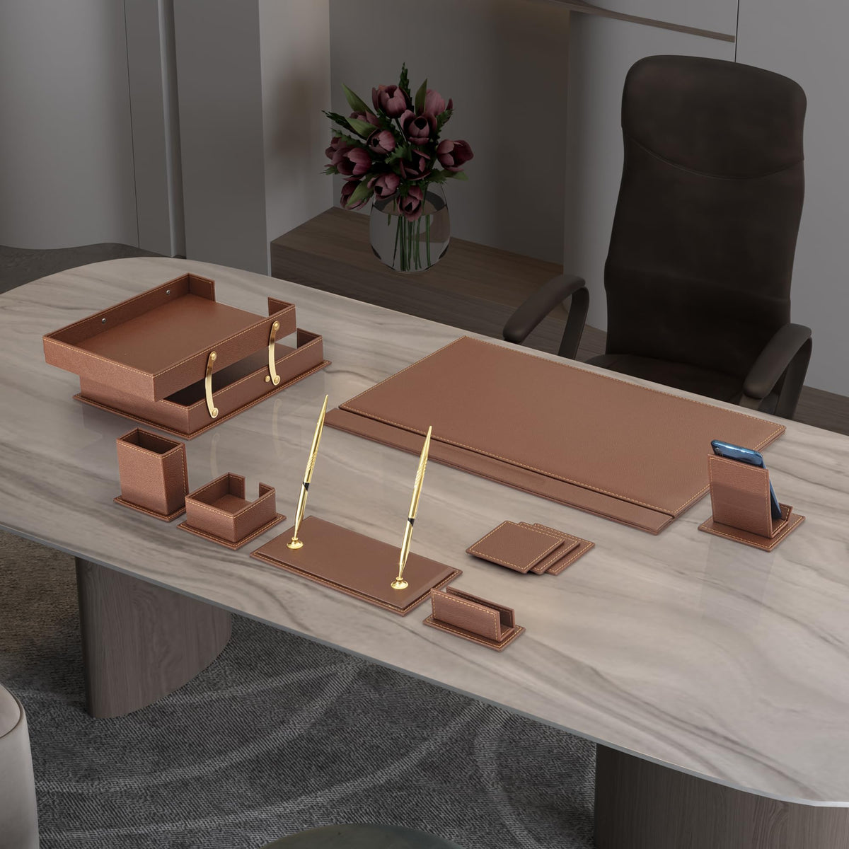 12-Piece Leather Desk Organizer Set V673861