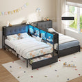 Black Twin Metal Platform Bed with Storage C316856