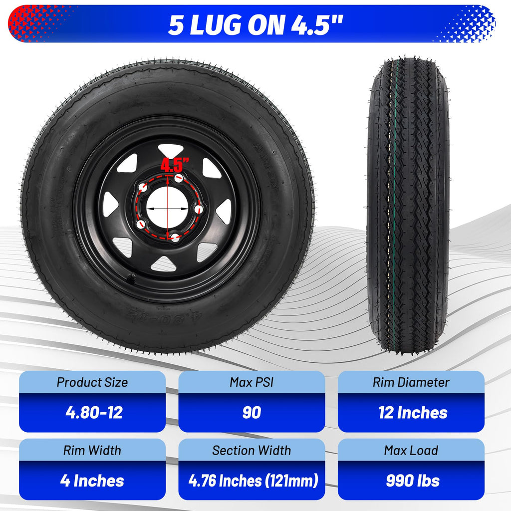4.80-12 Trailer Tires with 12 in Rims D77585