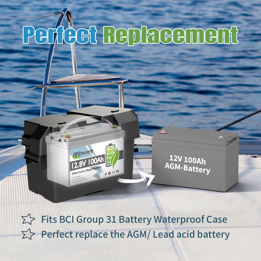 12V 100Ah LiFePO4 Deep Cycle Lithium Battery with 100A BMS S528