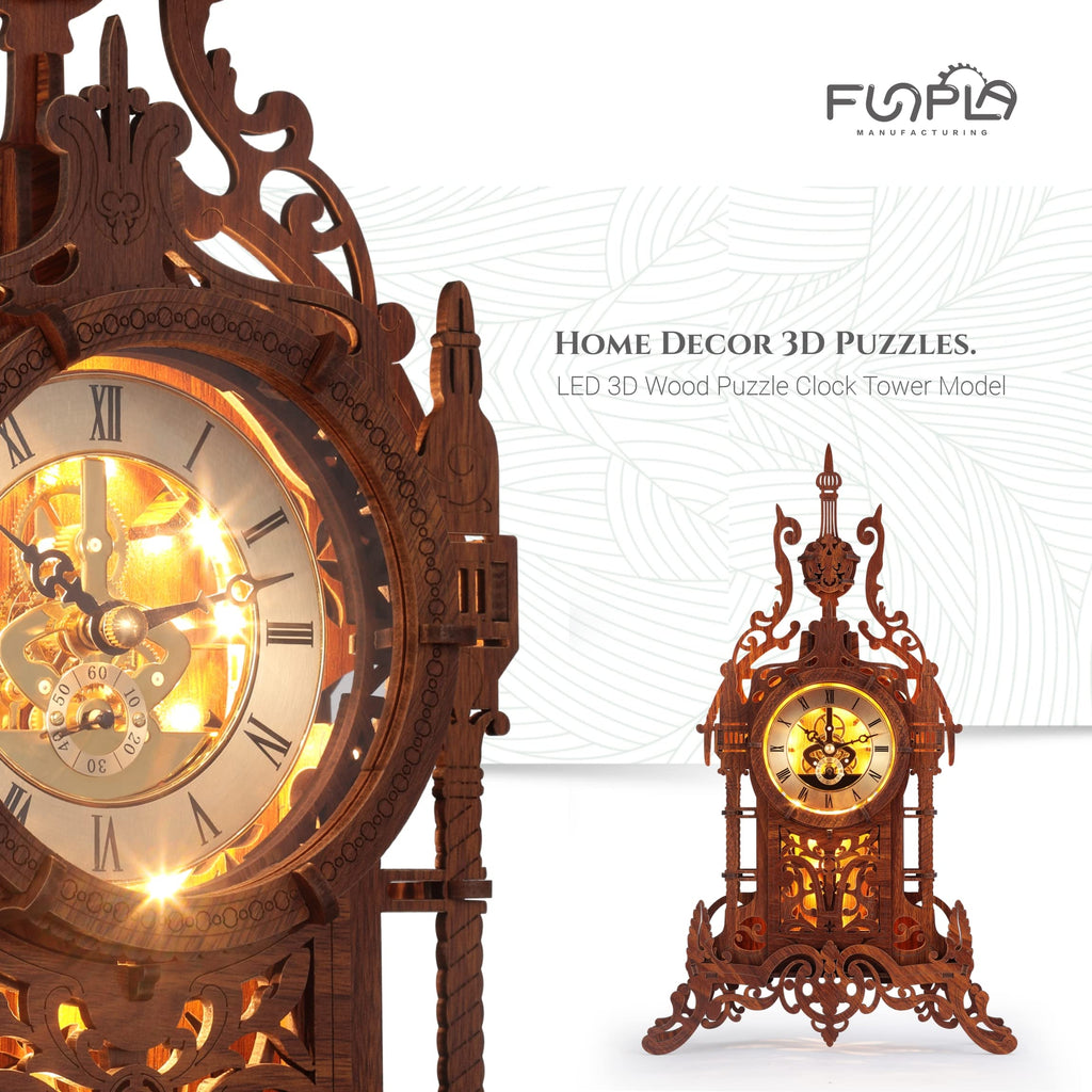LED 3D Wood Puzzle Clock Tower C788675