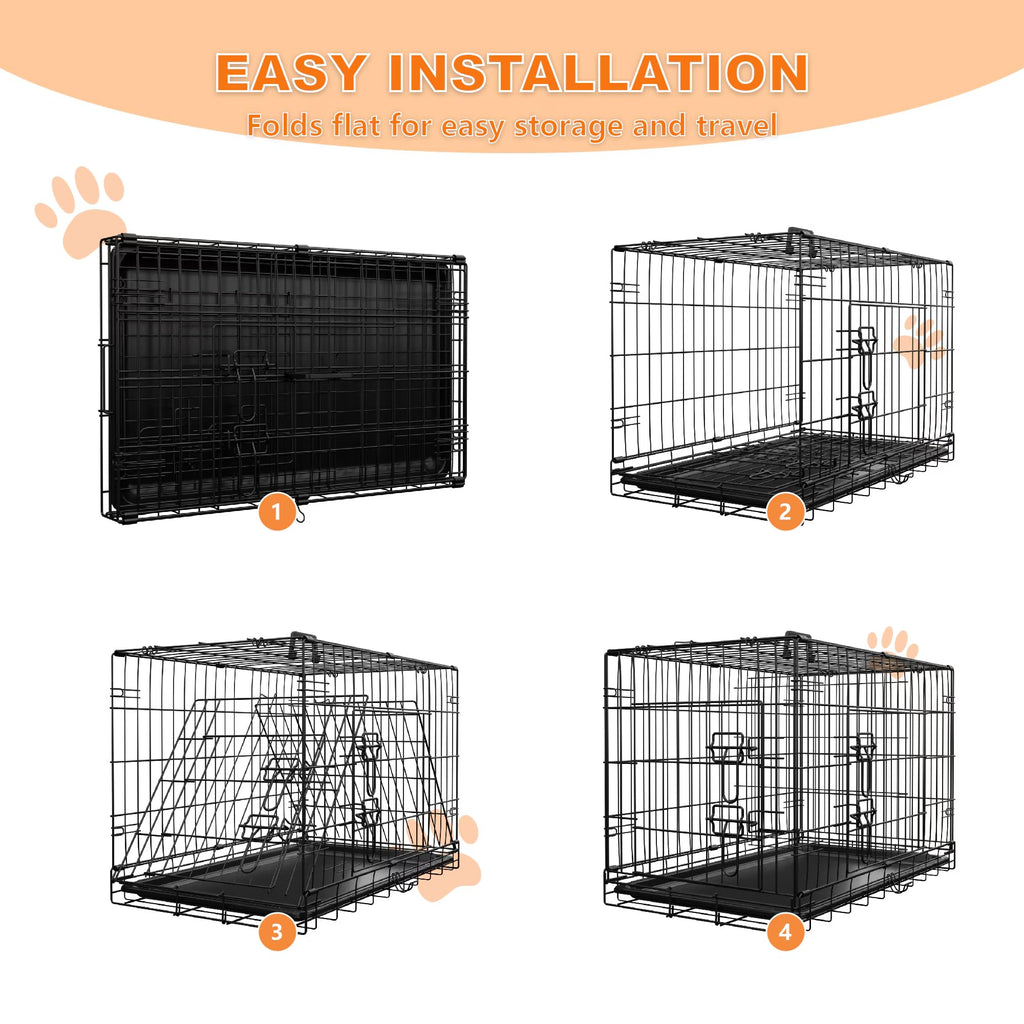 Foldable Metal Wire Dog Crate with Divider 48 Inch X666