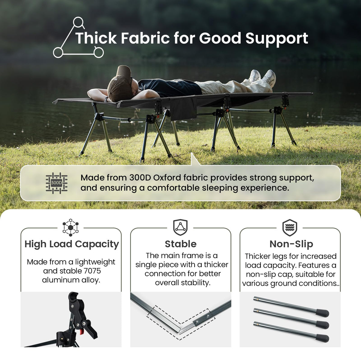 Height Adjustable Folding Camping Cot U418