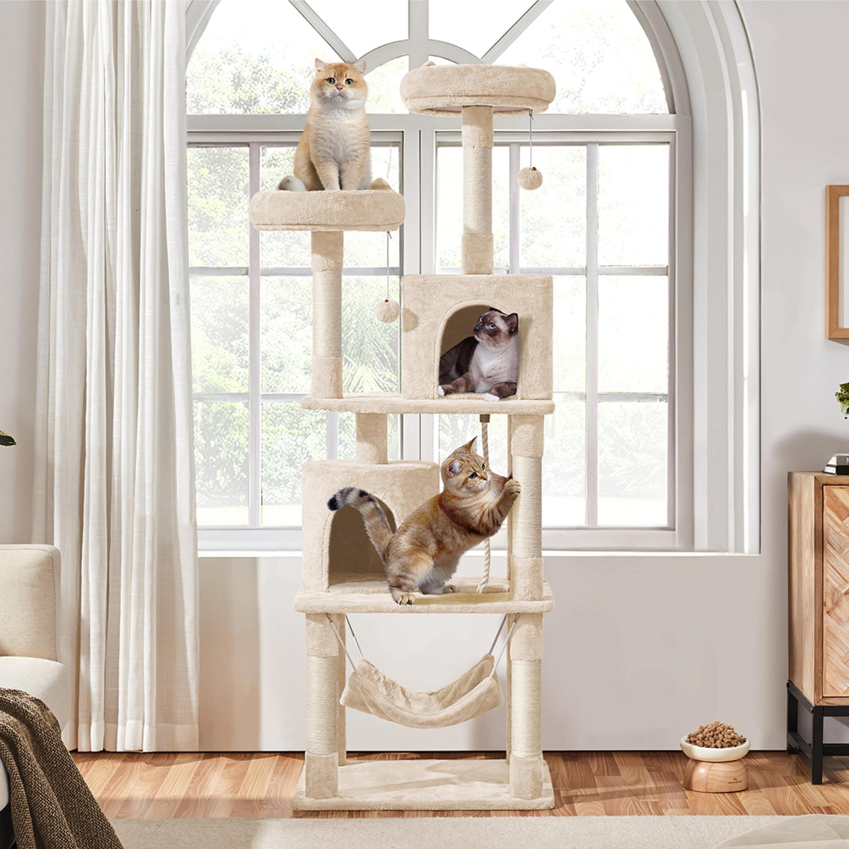 Beige 70.5in Multi-Level Cat Tree Y3125