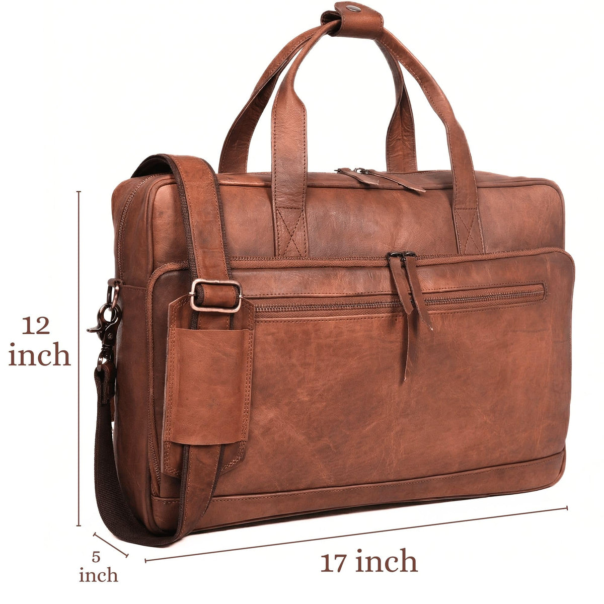 Brown 17-inch Genuine Leather Laptop Briefcase M471557