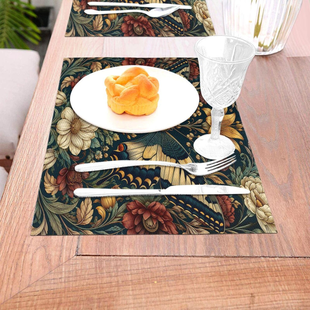 Vintage Butterfly Floral Woven Placemat 12X18 in J9866