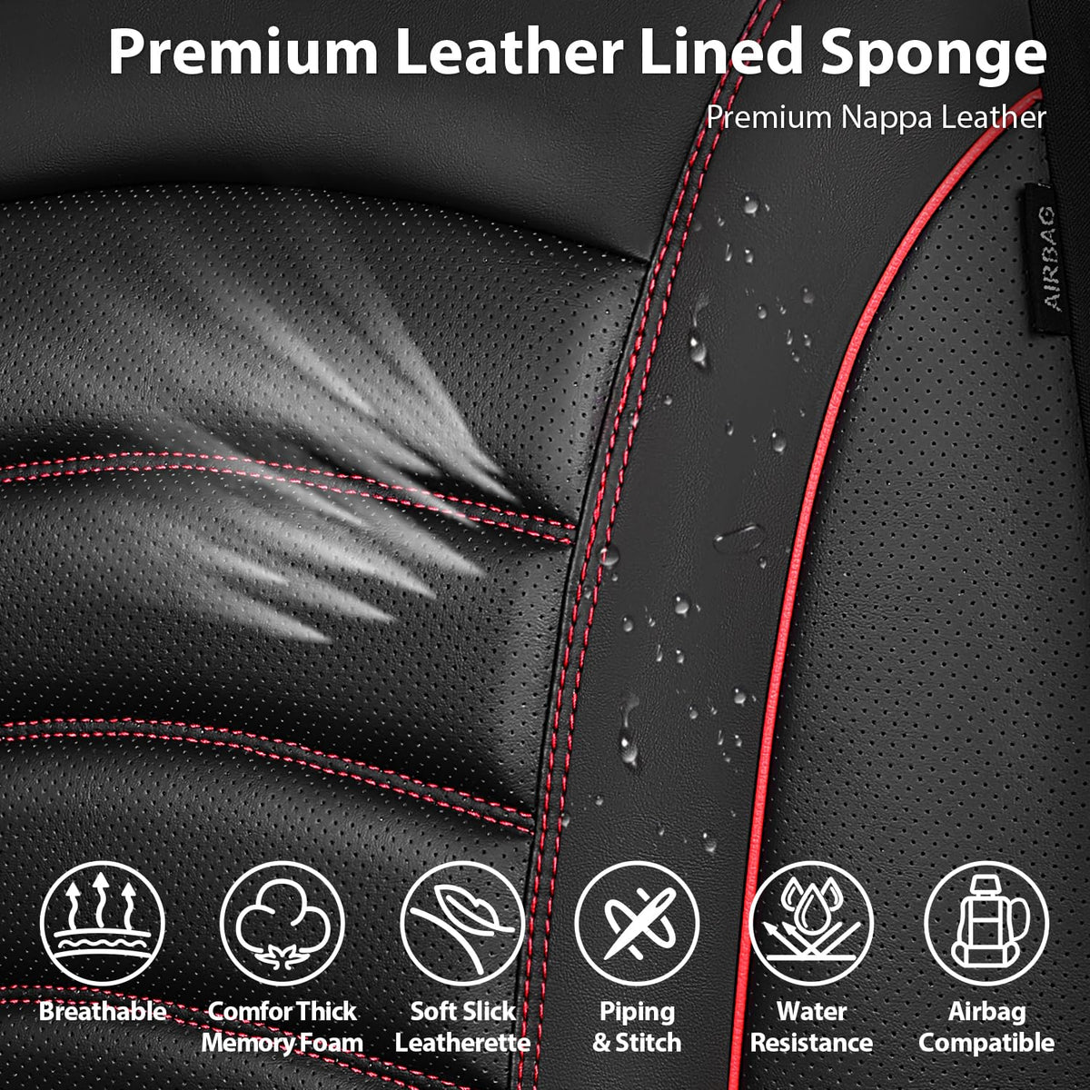 3D Foam PU Leather Car Seat Covers Full Set W697