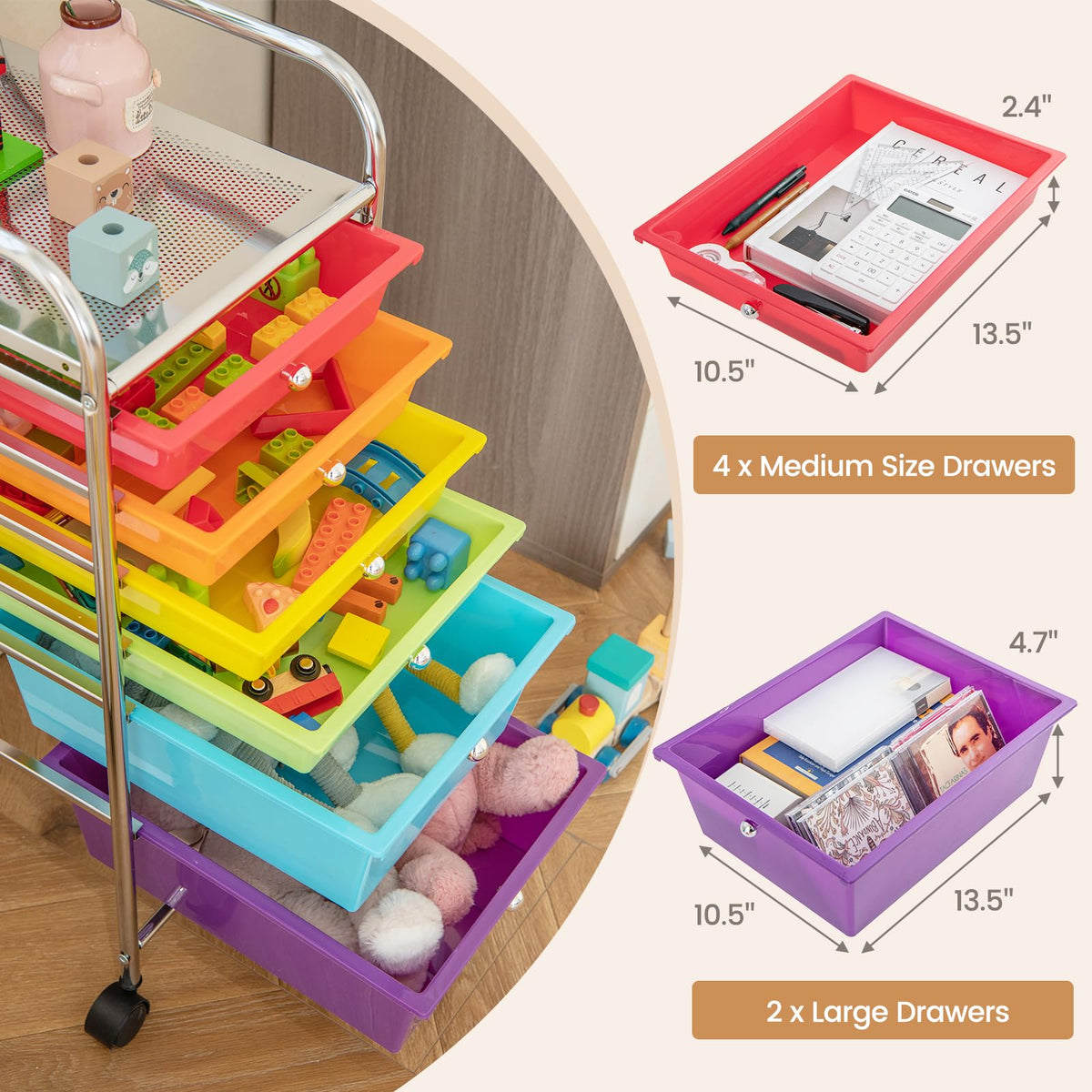 6 Drawer Rolling Storage Cart A261234