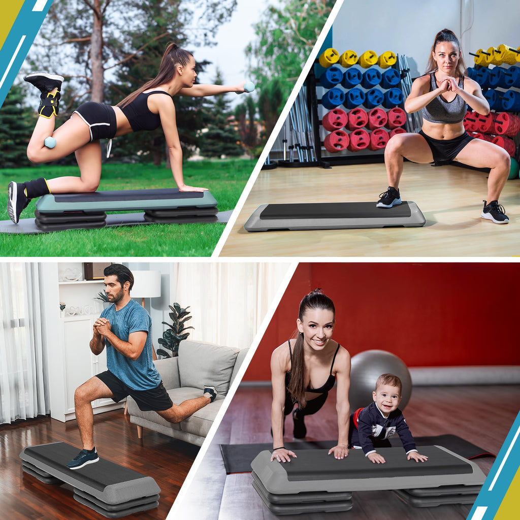 43 inch Adjustable Aerobic Exercise Step Platform with 4 Risers X232782