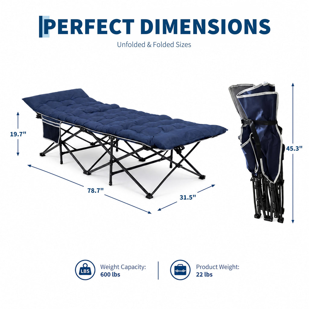 Blue 600 Lb Capacity Folding Camping Cot J42420