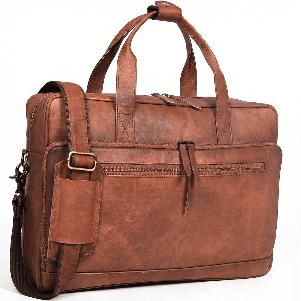 Brown 17-inch Genuine Leather Laptop Briefcase M471557